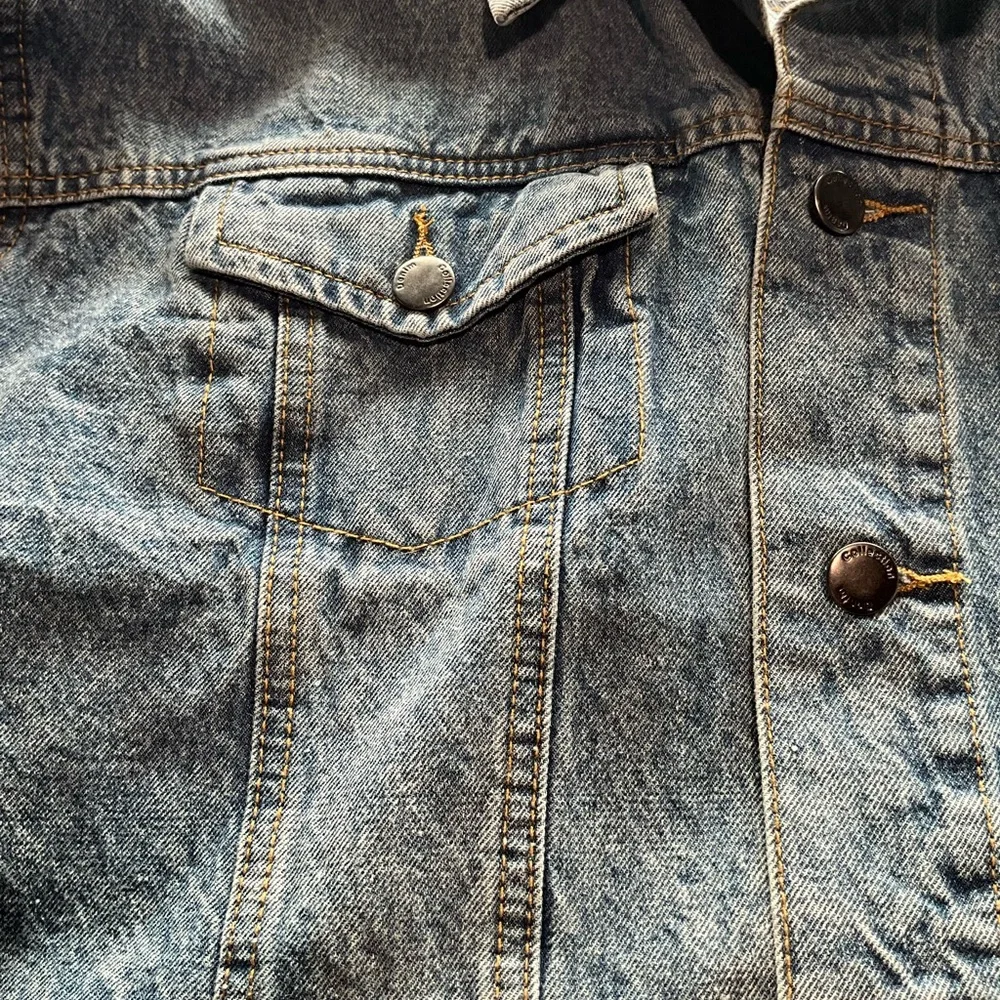 One of a Kind Handmade Denim Jacket with Paisley Design Back with Rhinestones - Picture 6 of 7